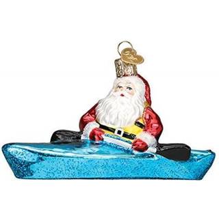 Old World Christmas Santa in Kayak Blown Glass 2020 Unikke julepynt til juletræ dekorationer