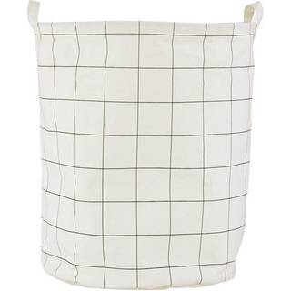 Vasketøjspose, Squares, H 50 cm, hvid/sort
