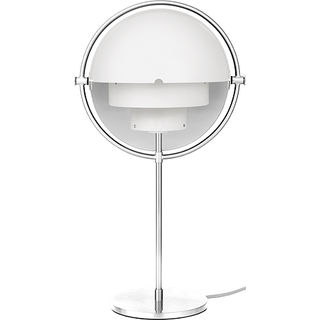 GUBI Multi-Lite bordlampe, højde 50 cm, krom/hvid