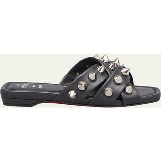 Christian Louboutin Miss Spike Club embellished leather slides - black - EU 37.5