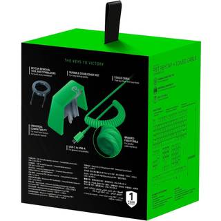 Razer PBT Keycap + Coiled Cable Upgrade Set - Colored Doubleshot PBT Keycaps with Matching Cable - Durable Doubleshot PBT - Braided Fiber Cable - USB-C to USB-A - Razer Green