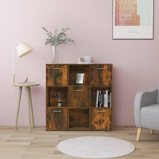 bogreol 90x30x90 cm konstrueret træ røget egetræ
