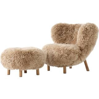 &Tradition Little Petra Vb1 Loungestol Set Fåreskind Honey / Olieret Eg - Lænestole Sheepskin Honey - 134431A235A041A738