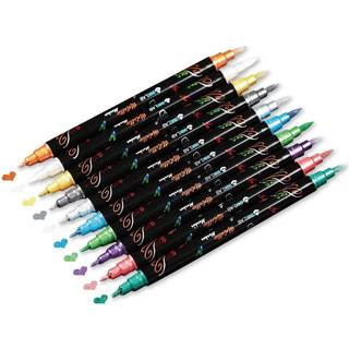 Ink Lab Metallic Marker Pens Dual Tip 10 farver Metalliske kuglepenne til kortfremstilling af rockmaleri Album Scrapbook Metal Wood Ceramic Glass