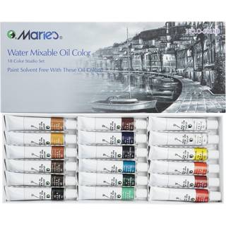 Maries vandopløselige oliefarvemalingssæt - 12 ml rør - opløsningsmiddelfri - Assorterede farver - [Sæt på 18]