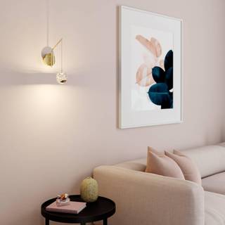 Lucande LED-væglampe Hayley, guldfarvet, glas, 34 cm høj