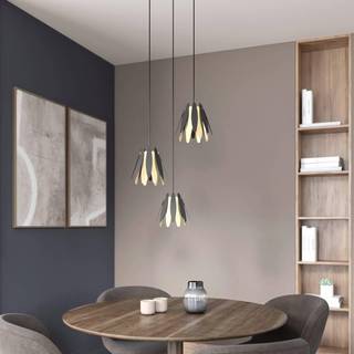 Lucande Lounit pendellampe, sort-guld, 3 lyskilder