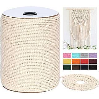 Makrame ledning 4 mm x 328yards (984 feet) Natural Cotton MacroMe Rope - 3 Strenge Twisted MacroMe Cotton Cord til v?g h?ngende planter H?nger H?
