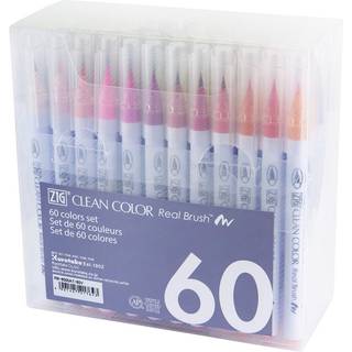 Kuretake Zig Clean Color Real Brush 60 farver s?t AP-certificeret fleksibel b?rste tip professionel kvalitet lugtfri xylen gratis let at skabe sm