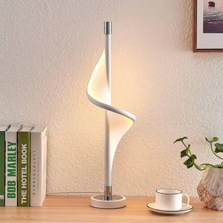 Lucande LED-bordlampe Edano, 60 cm, hvid, tekstil, dæmpbar