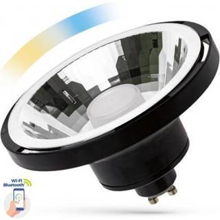 10W Sort Smart Home LED spot - Tuya/Smart Life, virker med Google Home, Alexa og smartphones, GU10 AR111 - Dæmpbar : Via Smart Home, Kulør : CCT (Varm til Kold Hvid)
