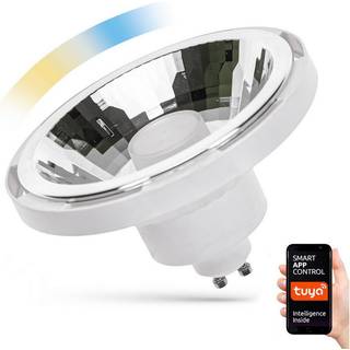 10W Hvid Smart Home LED spot - Tuya/Smart Life, virker med Google Home, Alexa og smartphones, GU10 AR111 - Dæmpbar : Via Smart Home, Kulør : CCT (Varm til Kold Hvid)