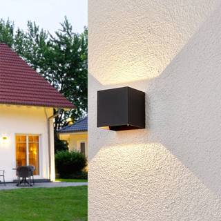Lucande udendørs LED-væglampe Evie, 11 cm, antracit, op/ned
