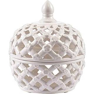 A&B Home Keramisk LIDDED JAR HVID PORCELAIN JAR HOME D? COR Tableplad Dekorativ 8 """" X 8 """" X 10 """"