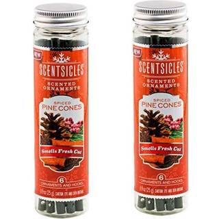 Scentrikler krydret fyrretr?er duftende julepynt med kroge - 2 flasker (12 pinde i alt)