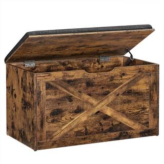 Skobænk, Polstret Opbevaringsbænk med Polstret Sæde, Opbevaringsskabsskab, Staldstil, 29,9 X 15,7 X 18,9 Tommer, Rustik Brun U