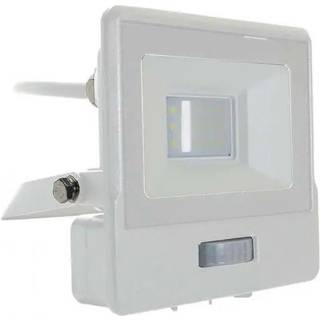 10W Projektør - PIR Sensor, Samsung Chip, 1m Kabel, 6500K, Hvidt Hus - Kulør : Kold