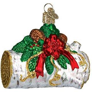 Old World Christmas Home Gifts Glass blæst ornamenter til juletræ yule log