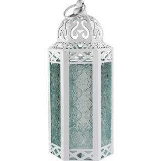 Vela Lanterner Hvid bryllupsmorokkansk lampe Lantern Dekorativt lysestager til indend?rs udend?rs boligindretning Patio Bryllupper Klar glas Medi