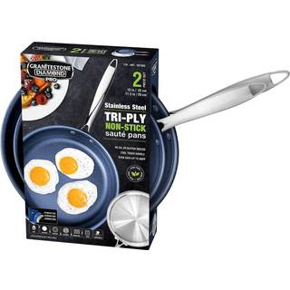 Granitestone rustfrit st?l Tri-lag ikke-stick saute pander 2-delt s?t