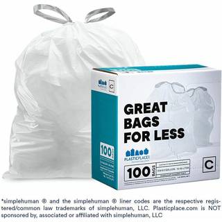 Plasticplace SimpleHuman (X) Kode C Kompatibelt hvidt tr?kknedspidsforinger 2,6-3,2 gallon / 10-12 liter 100 t?lling
