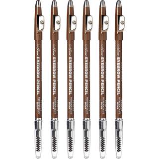 Ruby Kisses GoBrow Eyebrow Pencil Slibenbart langt?j Langvarig ?jenbryn tr?blyant til naturlige udseende bryn 6 pakke (chokoladebrun)