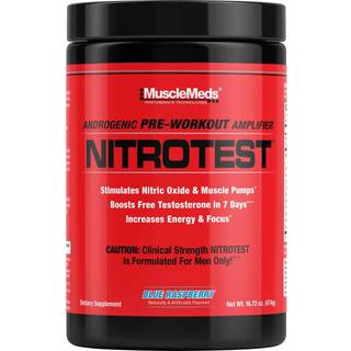 MuscleMeds - Nitrotest 2-i-1 Pre-Workout + Test Booster, 30 portioner, Blå Hindbær