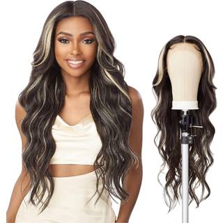 Sensationnel Butta Lace Front Wigs - Butta Unit 34 Ekstra bred 5 tommer dyb del Syntetisk parykfærbukset hårgrænse - Butta Unit 34 (1 JetBlack)
