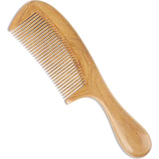 Onedor h?ndlavet 100% naturligt gr?nt sandeltr?h?rekam - Anti -statisk sandeltr? duft naturligt h?r detangler tr? kam (fin tand)