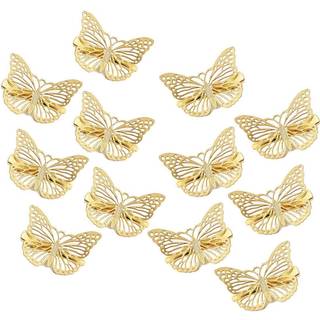 Obtanim sommerfuglh?rklip 12 pcs s?de metal sommerfugl h?r klo stifter barretter tilbeh?r til piger og kvinder (guld)