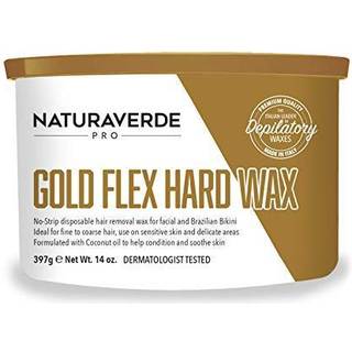 NaturAverdepro Gold Flex Hard Wax Body and Facial Hair Removal Brazilian Bikini Wax for kvinder med beroligende kokosn?ddeolie - 14 oz