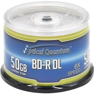 Optisk kvante 50 GB 6x Blu-Ray Double Layer Recordable Disc BD-R DL Logo Top 50-Disc Spindle (MPN: OQBDRDL06LT-50)