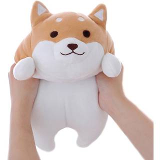 Shiba Inu Dog Plush Pillow Cute Corgi Akita Fyldte dyr Doll Toy Gaver til Valentins gave Julesofa Stol Brun Round Eye 15 """"