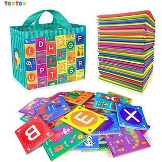 teytoy baby bl?de alfabetskort leget?j 26 stk ABC alfabet baby flashkort tidligt l?ring leget?j med opbevaringspose vaskbart bl?dt brev leget?j t