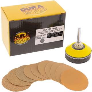 Dura -Gold Premium 2 """" Gold Hook & Loop Sanding Discs Variety Pack Box - 40 60 80 120 220 320 400 600 800 1000 Grit (5 ark hver 50 i alt) & Dril