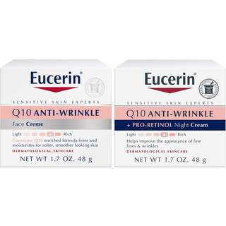Eucerin Q10 Anti Rynke Hudpleje St Ansigtscreme til flsom hud Q10 Anti Rynke Ansigtscreme 1,7 Oz Krukke + Q10 Anti Rynke Natcreme med Pro-Retin