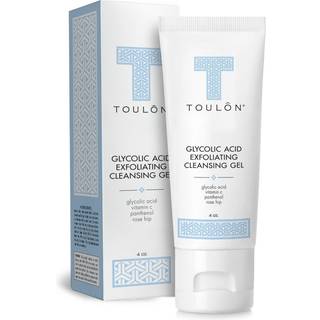 Toulon Glycolic Acid Facial Cleanser: Alpha Hydroxy Face Wash With AHA Vitamin C & Rose Hip för att exfoliera torrkänslig hud för kvinnor och män