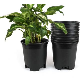 1,5 gallon sorte planteskole Pot plastplantagere til udendørs indendørs planter havearbejde blomsterpotter 10-pak 7,5 i grydeforinger med dræning