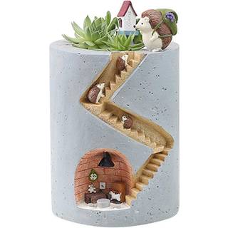 SEGreto Kreative planter Blomsterpotter Børstegryder Ornamenter til saftige planter Pot dekoreret skrivebord Have Stue med sød pindsvin Familie L