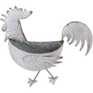 Accent Plus Rooster Galvanized Wall Planter 14.25x3.75x13.75