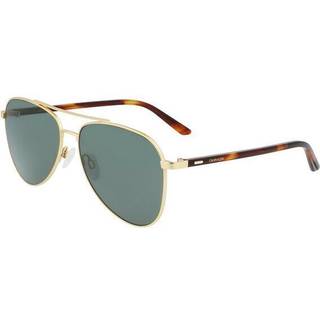 Calvin Klein Unisex CK21306S 718 Solbriller Metal Guld Grøn Pilot