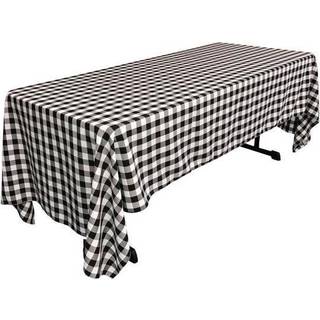 La Linned Polyester Gingham rutet 60 x 144-tommer rektangul?r duge hvid og sort