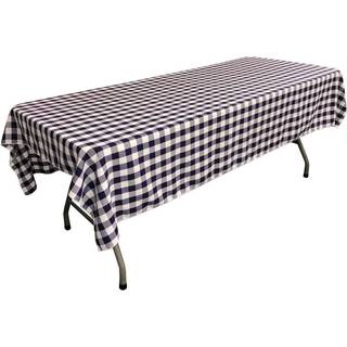 La Linned Polyester Gingham rutet 60 med 102-tommer rektangul?r duge White og Navy