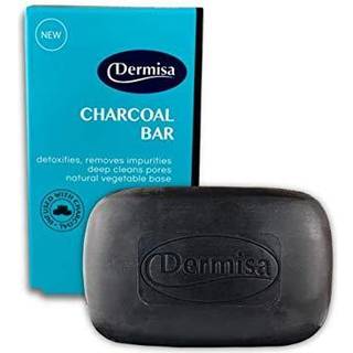 Dermisa kulbar | Natural Gentle Cleansing Bar | Indeholder aktiveret trækul kokosnøddeolie -smør vitamin C & lakrids | Ingen parabener | 3 oz (1-