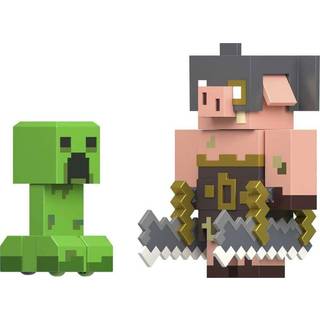 Minecraft Legends actionfigurer - Creeper og Piglin Bruiser - 8 cm høj