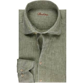 Stenströms Grøn Skjorte i hør | Herre |Herreskjorter | Fitted Body | Størrelse: 3XL | Grøn | Solid | Lange Ærmer