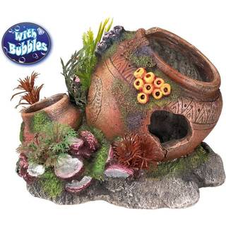 Akvariedekoration - Jar med shells med plants