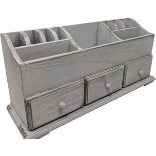 Giannas hjem rustikke bondeg?rdsskrivebord 3 skuffe tr? forf?ngelighed makeup sk?nhed smykke opbevaringsarrang?r (rustik hvid)