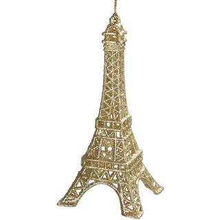 Ornament - Eiffelt?rn - Guld glitret akrylpynt