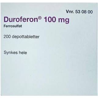 Duroferon 100 mg (Håndkøb, apoteksforbeholdt) (Håndkøb, apoteksforbeholdt) 200 stk Depottabletter